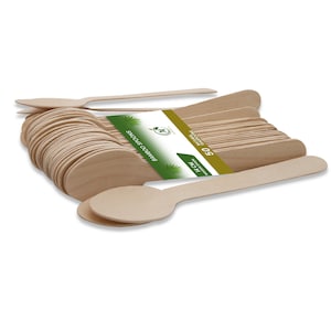 Bamboo Spoons | 14 cm Disposable Wooden Spoon | Biodegradable Eco Friendly Teaspoon for Wedding Party Décor | 50 Pack