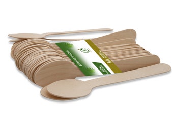 Bamboo Teaspoons: 14cm Eco-Friendly Wooden Spoons, 50 Pack