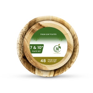 Juego de platos de hoja de palma de 18 cm y 25 cm / Platos ecológicos compostables / Vajilla biodegradable para bodas / Platos rústicos para fiestas / Eventos sostenibles