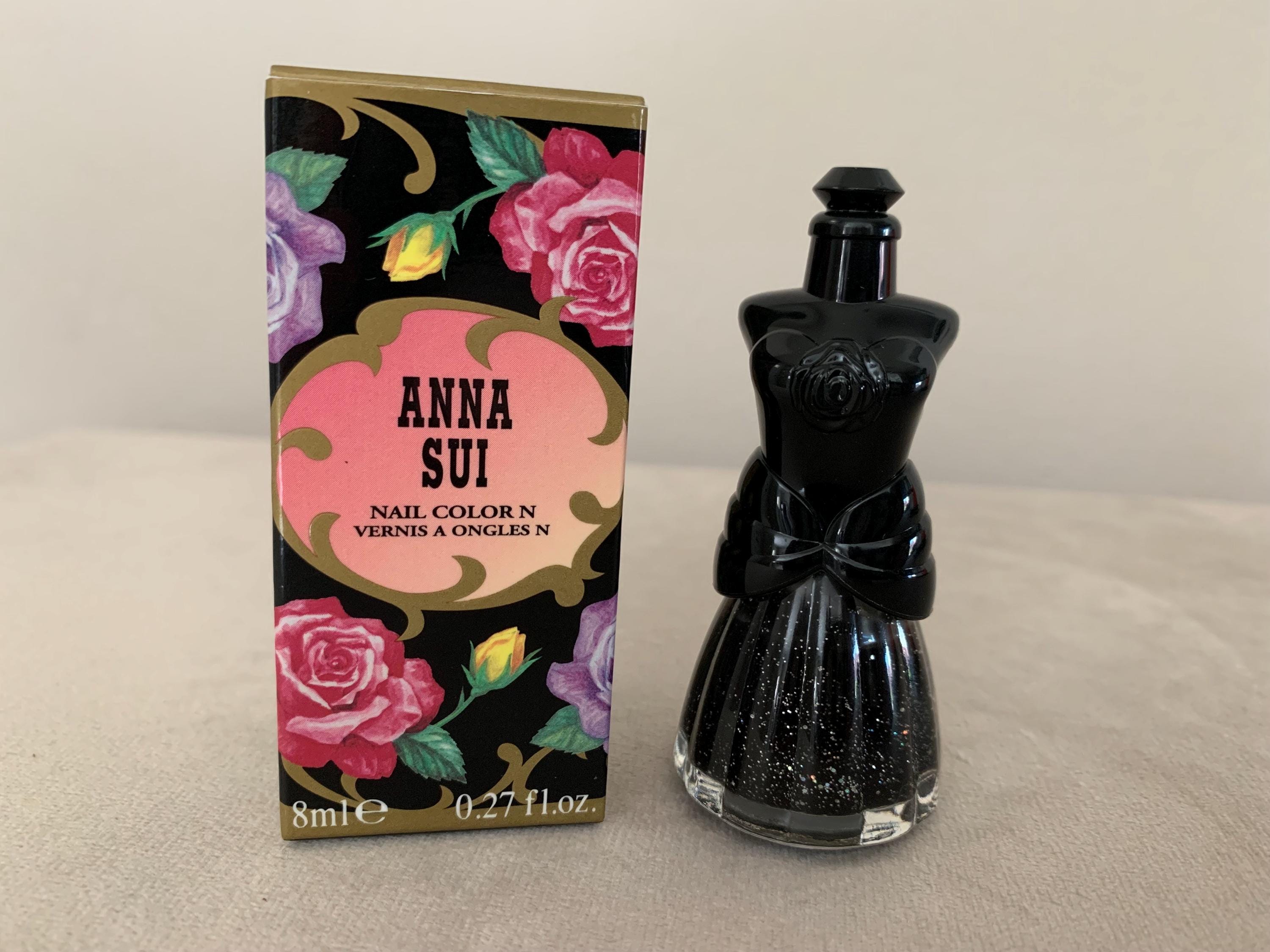 Vintage Anna Sui Nail Polish Black Glitter - Etsy