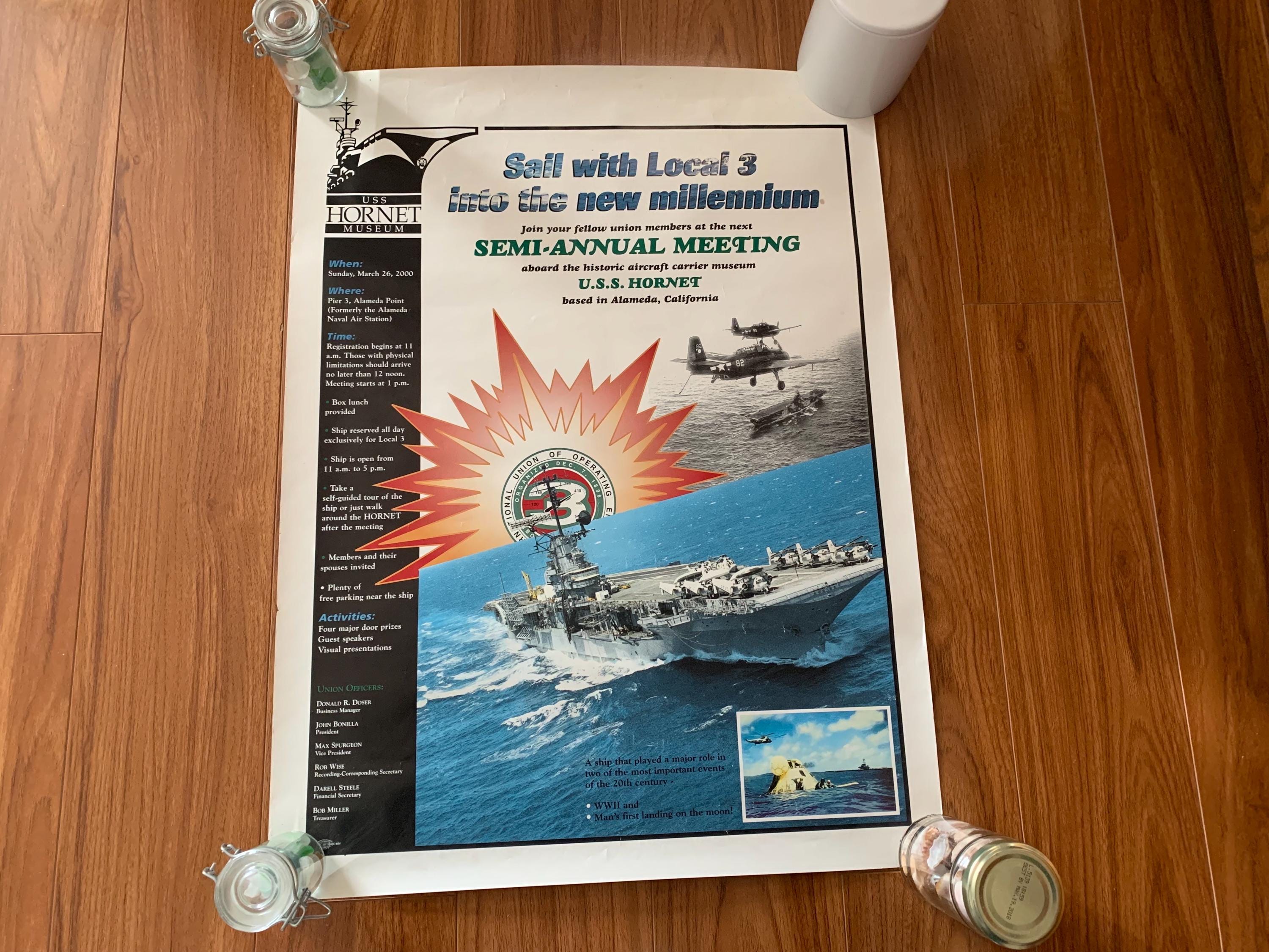 U.S.S. Hornet Poster Vintage Y2K Alameda Naval Base Union of