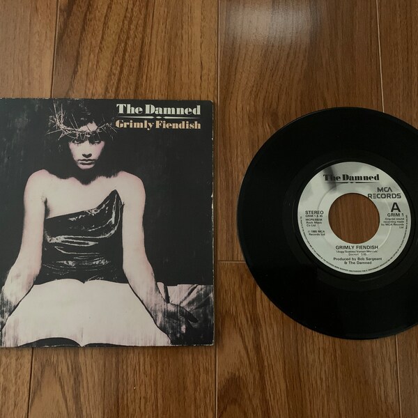 The Damned Vintage Grimly Fiendish  7 Inch Vinyl Record