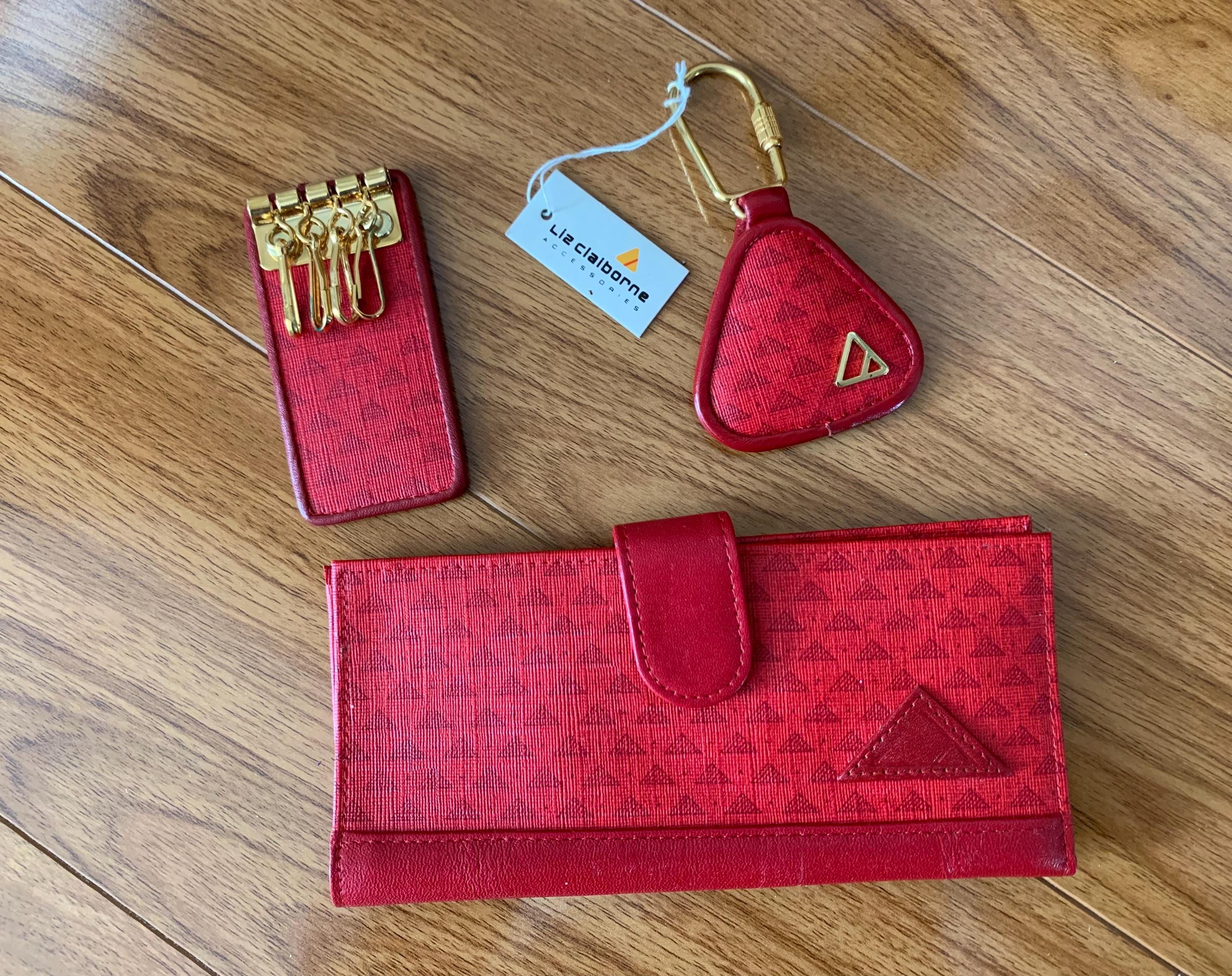 Vintage 1980's Liz Claiborne Checkbook Holder Keyring Accessories