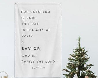 Christian Christmas Tapestry Wall Hanging, Religious Christmas Wall Art Banner, Christmas Scripture Wall Flag, Holiday Christian Decor