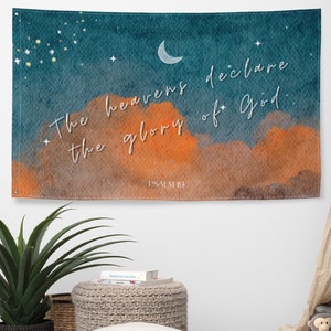 Psalm 19 Bible Verse Banner, Bible Verse Home Decor Tapestry, Scripture Wall Decor, Christian Tapestry, Psalms Wall Art