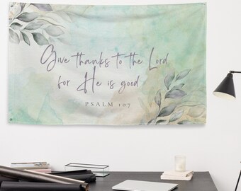 Psalm 107 Bible Verse Tapestry, Christian Scripture Wall Hanging, Scripture Tapestry, Scripture Wall Decor, Christian Wall Art Flag