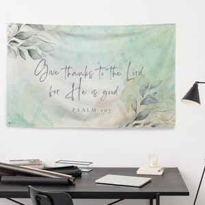 Psalm 107 Bible Verse Tapestry, Christian Scripture Wall Hanging, Scripture Tapestry, Scripture Wall Decor, Christian Wall Art Flag