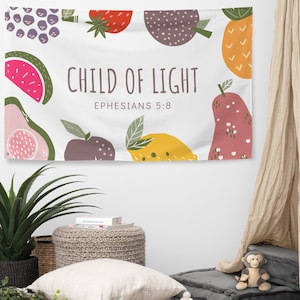 Scripture Banner for Kids Room Bible Verse Wall Art Christian Tapestry for Children’s Room Scripture Sign for Girls Room Bible Banner