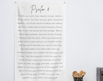 Psalm 8 Banner, Christian Bible Verse Wall Decor, Christian Banner, Bible Verse Tapestry, Scripture Wall Hanging, Christian Tapestry