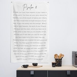 Psalm 8 Banner, Christian Bible Verse Wall Decor, Christian Banner, Bible Verse Tapestry, Scripture Wall Hanging, Christian Tapestry