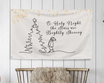 Minimalist Christian Bible Verse Christmas Tapestry, Religious Modern Christmas Tree Aesthetic Flag, Minimal Scripture Banner Wall Hanging