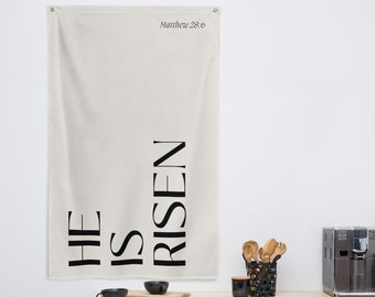 He is Risen Banner, Easter Tapestry, Religious Easter Banner, Christian Easter Wall Art Decor, Jesus Easter, Boho Easter, Empty Tomb Christ