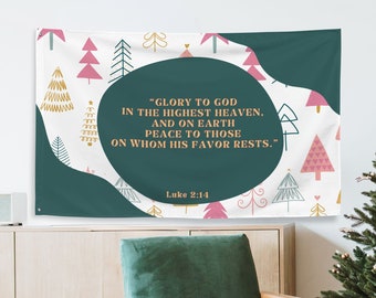Christian Christmas Bible Verse Tapestry Wall Hanging, Religious Christmas Wall Art Banner, Christmas Scripture Flag, Christian Holiday