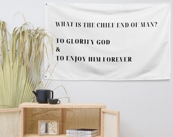 Bible Verse Home Decor, Scripture Wall Art, Christian Tapestry Wall Decor, Bible Verse Banner, Living Room Wall Hanging, Catechism Tapestry