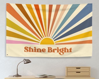 Shine Bright Wall Hanging, Bible Verse Banner, Scripture Tapestry, Boho Playroom Decor, Kids Room Decor, Classroom Decor, Sunshine Wall Art