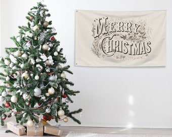 Vintage Christmas Tapestry for Living Room Classic Holiday Art Wall Hanging for Dining Room Merry Christmas Banner Decor Christmas Gift