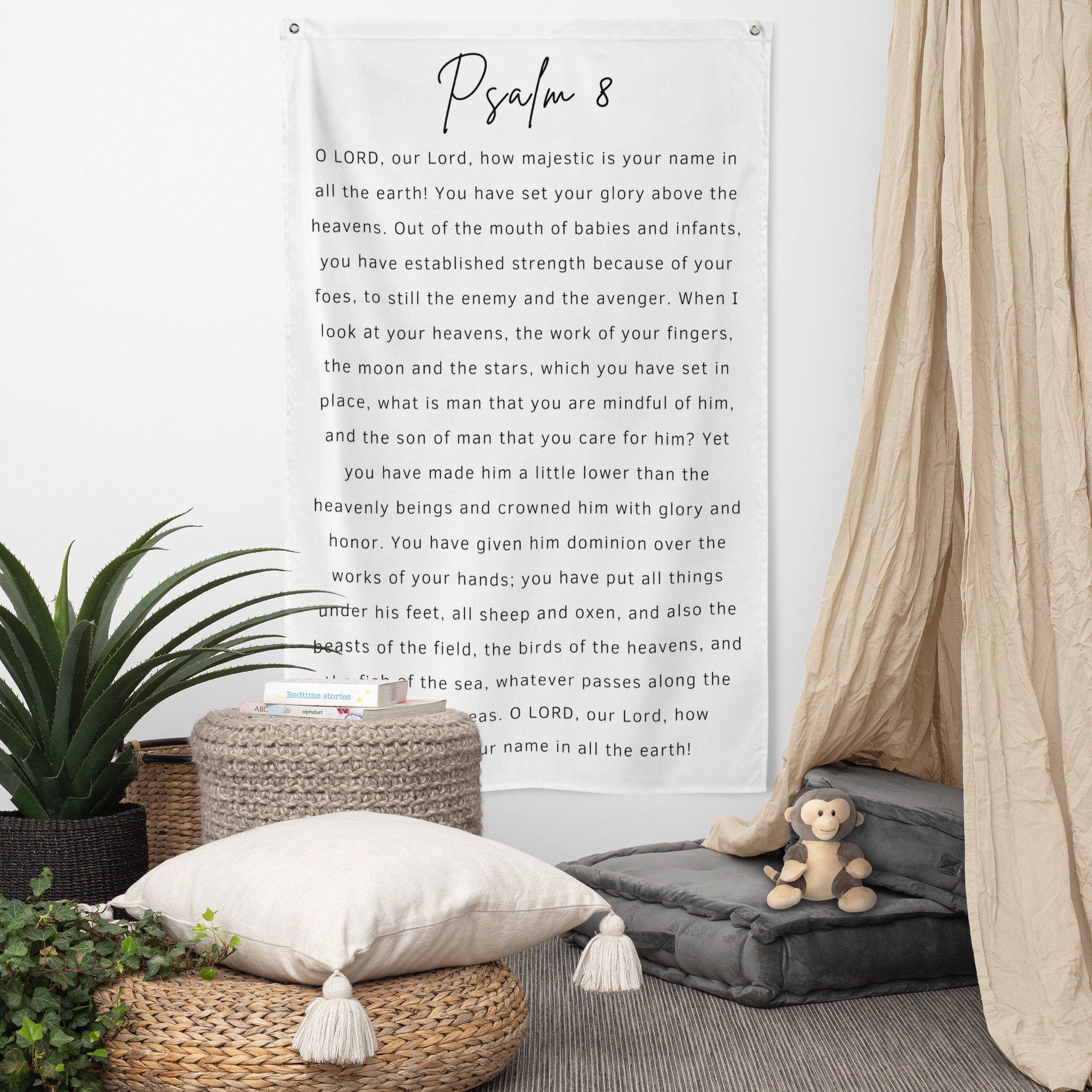 Psalm 8 Banner, Christian Bible Verse Wall Decor, Christian Banner ...