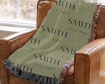 Custom Wedding Blanket, Personalized Woven Couples Throw, Mr & Mrs Name Blanket, Bridal Shower Gift, Newlywed Keepsake, Engagement Present