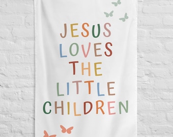 Scripture Banner for Kids Room, Bible Verse Wall Art, Christian Tapestry, Children’s Scripture Sign, Bible Verse Wall Art for Girls Room