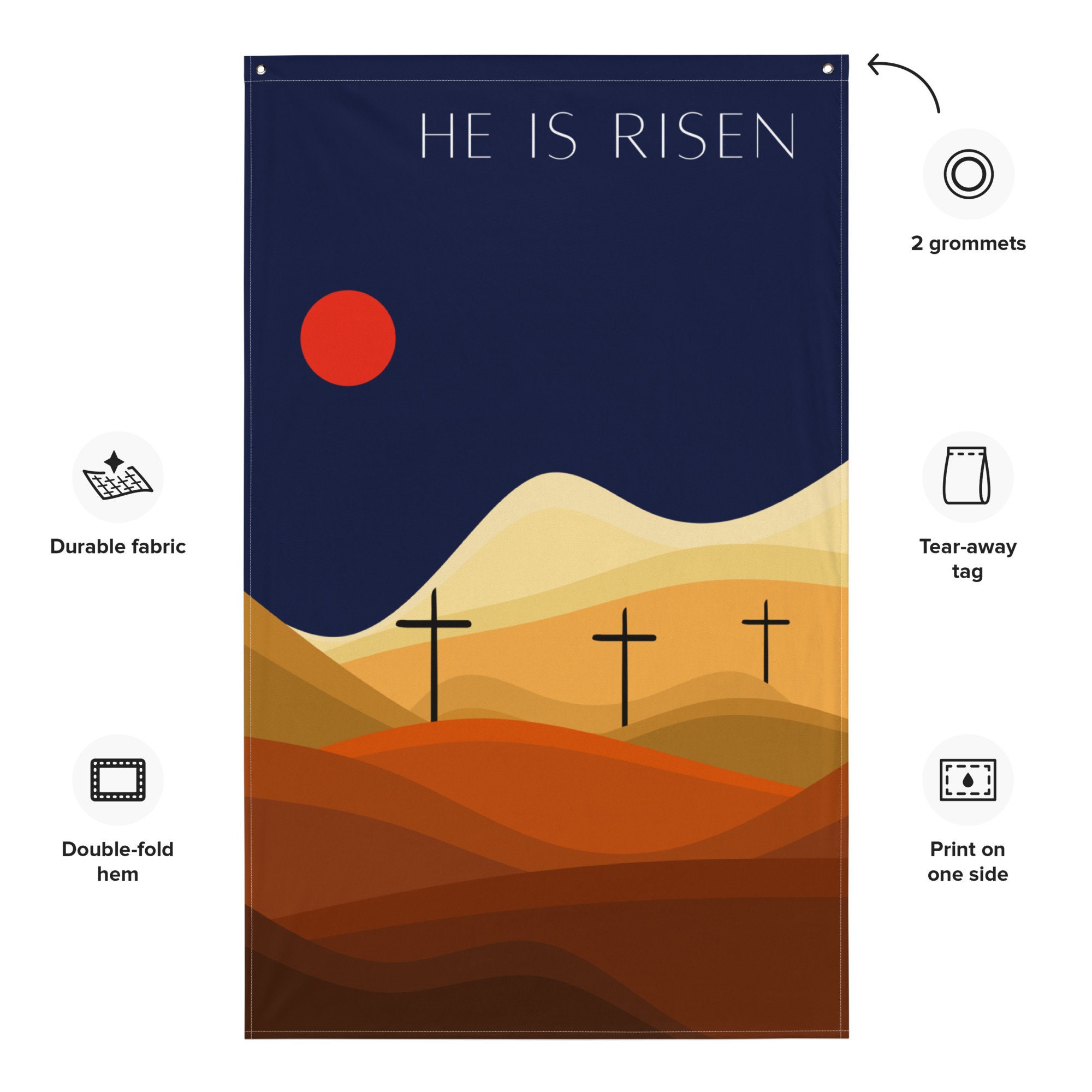 He is Risen Banner, Easter Tapestry, Religious Easter Banner, Christian