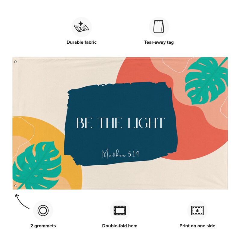 Be the Light Banner, Aesthetic Christian Wall Art, Minimalist Christian