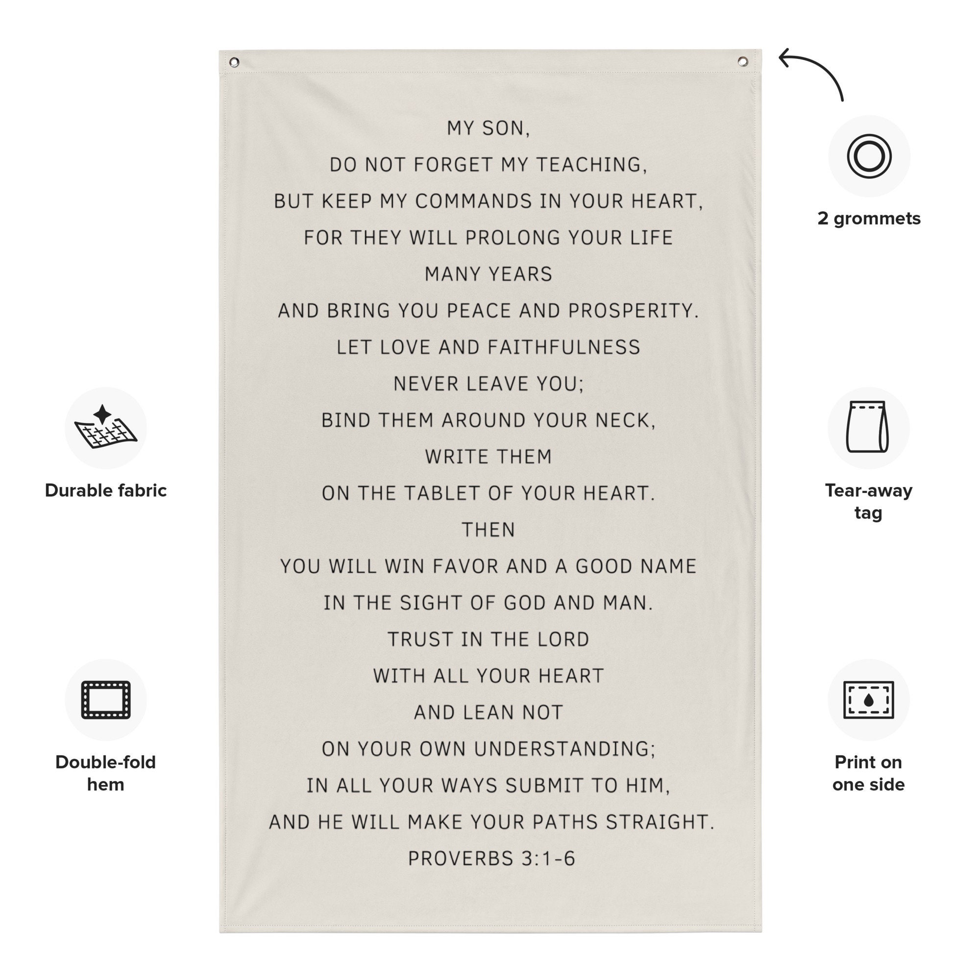 Proverbs 3 Bible Verse Banner Home Decor Scripture Tapestry Wall Decor ...