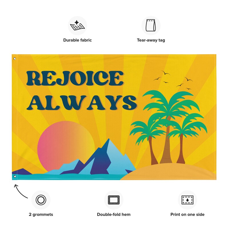 Rejoice Always Banner, Aesthetic Christian Wall Art, Minimalist