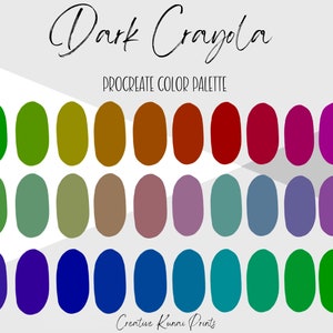 Palette de couleurs Procreate Crayola foncé | Nuanciers de fierté arc-en-ciel | Téléchargement instantané facile
