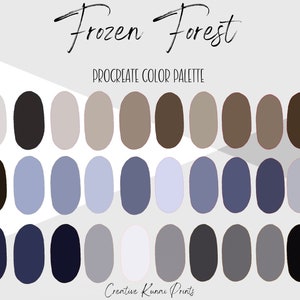 Icy Forest Procreate-kleurenpalet | Bevroren kleurstalen | Eenvoudig direct downloaden