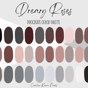 Dreary Roses Procreate Color Palette | Rose Color Swatches | Easy Instant Download