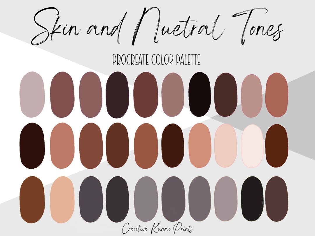 Skin and Neutral Tone Procreate Palette | Skin Tone Color Swatches ...