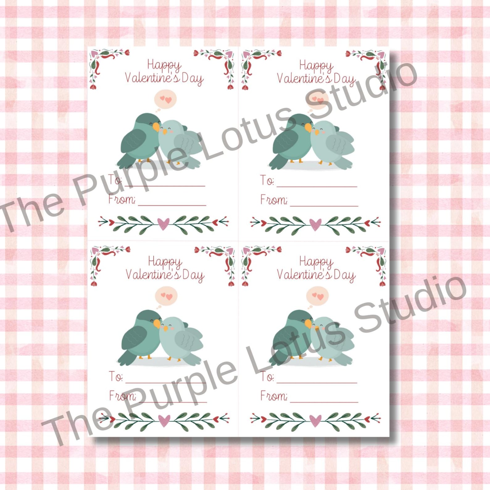 Printable Love Birds Valentine's Day Cards - Etsy