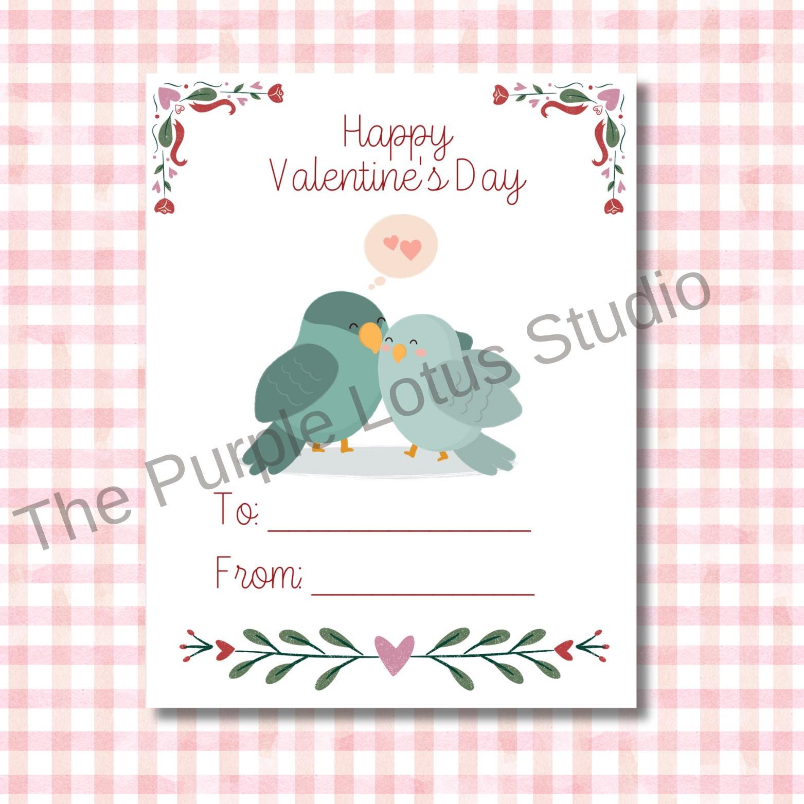 Printable Love Birds Valentine's Day Cards - Etsy