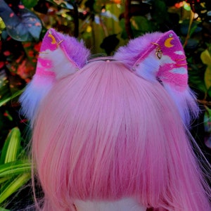 Sunset kitty neko Themed Cat Ears pink and purple sunset neko ears headband