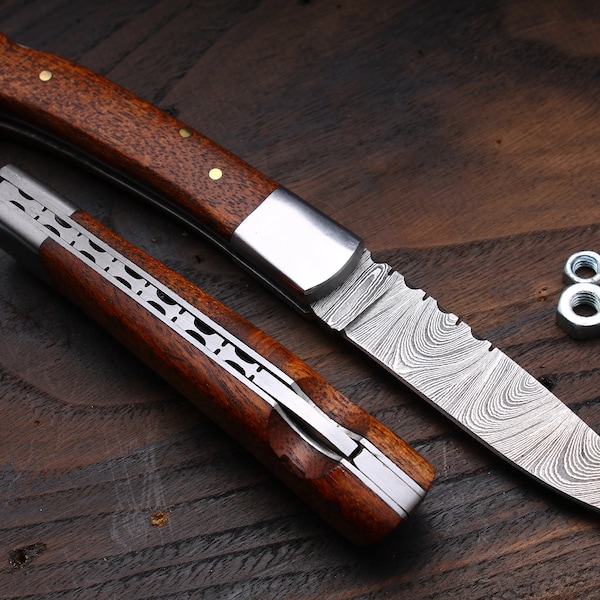 PENLIK Inspired by Grand Dads Damascus Rose Wood Pocket Knife