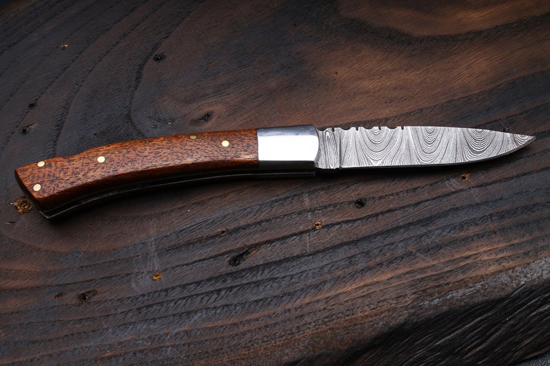 PENLIK Inspired by Grand Dads Damascus Rose Wood Pocket Knife image 3