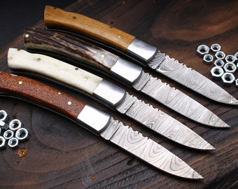 PENLIK Inspired by Grand Dads Traditional Damascus Pocket Knife 4 pcs Set