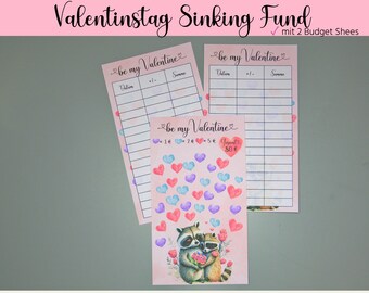 Valentinstag Sinking Fund "verliebte Waschbären" | Printversion