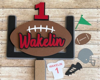 Personalized Football Birthday Cake Topper: Sports Party Decor