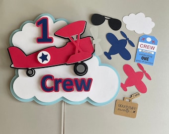 Airplane Cake Topper, Airplane Birthday, Time Flies Cake Topper, Retro Airplane Birthday Decorations, Airplane Birthday Party,