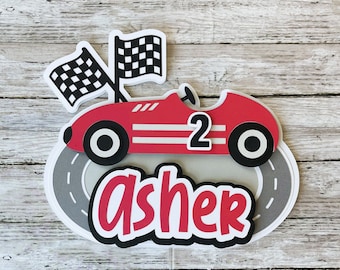 Race Car Cake Topper, Retro Race Car Cake Topper, Two Fast Birthday Topper, Fast Five Birthday, Vintage Race Car Cake Topper