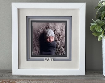 Picture Frame With Name, Personalized Baby Picture Frame, Baby Gift, Nursery Decor, Grandparents Frame