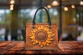 Faux Tooled Sunflower PU Leather Handbag: Floral Shoulder Purse Gift for Sunflower Lovers product logo