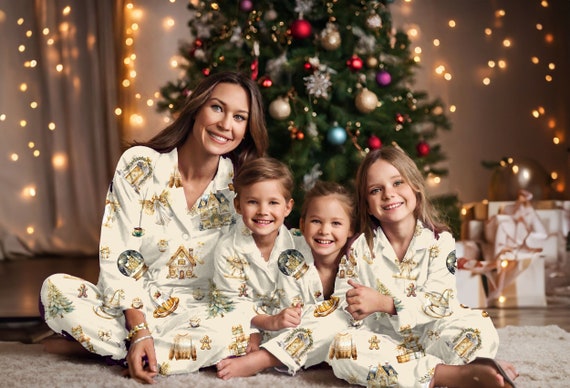 White and gold christmas pajamas hotsell