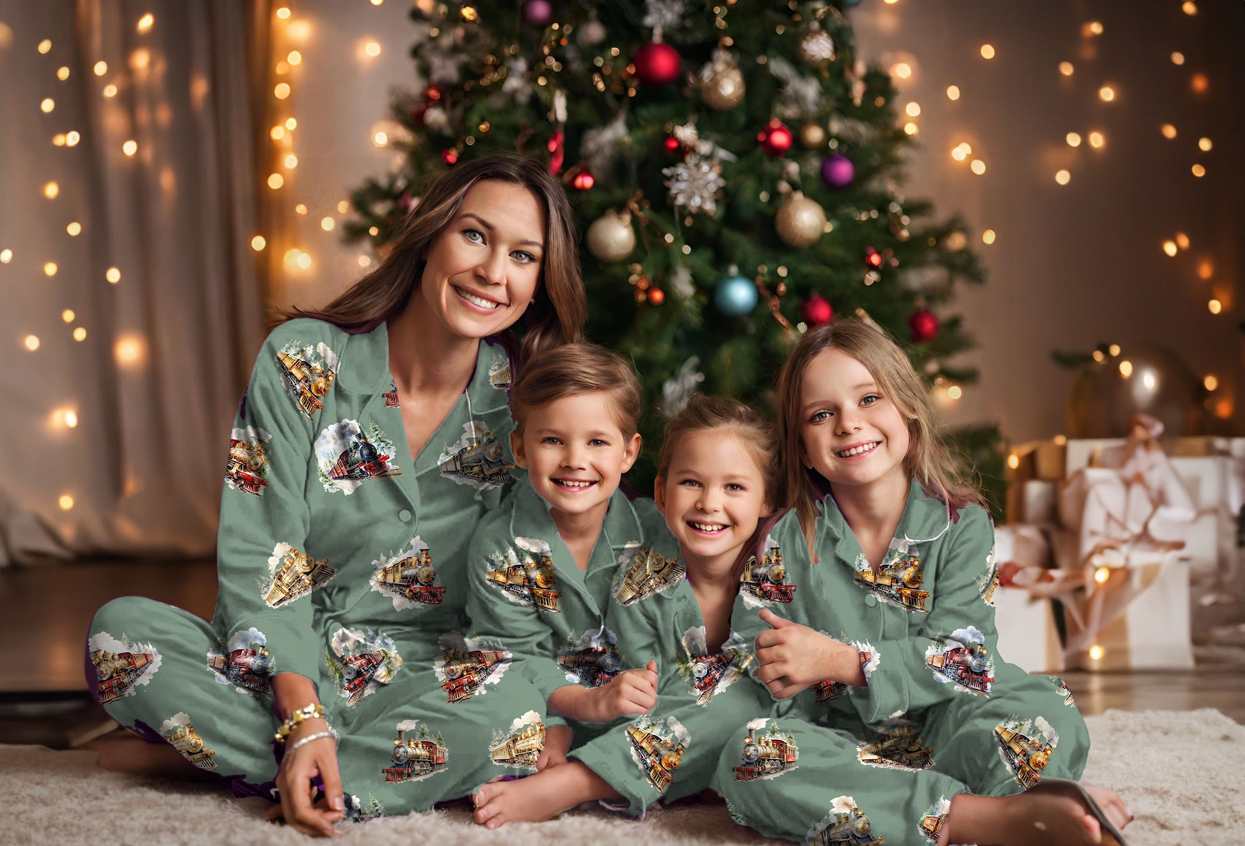 Train christmas pajamas best sale
