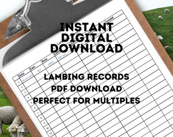 Multiple Lambs, Lambing Records, Herd Management, Instant Digital Download, Lambing Season, Sheep Farming Record, Printable, Livestock Log
