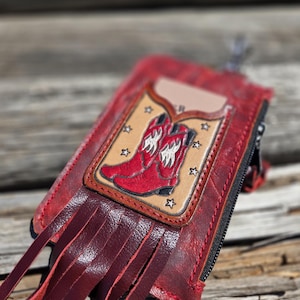 Red Cowboy Boot Clip on Wallet