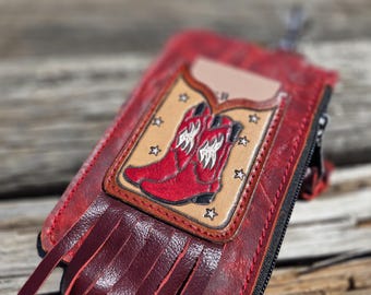 Red Cowboy Boot Clip on Wallet