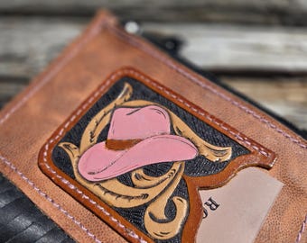 Pink Cowboy Hat Clip on Wallet