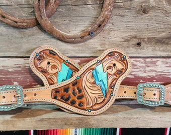 Turquoise Lightning Leopard Spur Straps